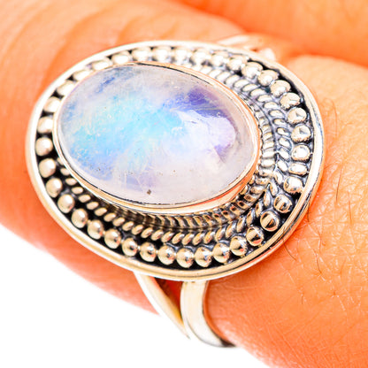 Rainbow Moonstone Rings handcrafted by Ana Silver Co - RING110003