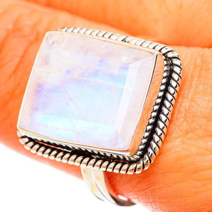Rainbow Moonstone Rings handcrafted by Ana Silver Co - RING110004