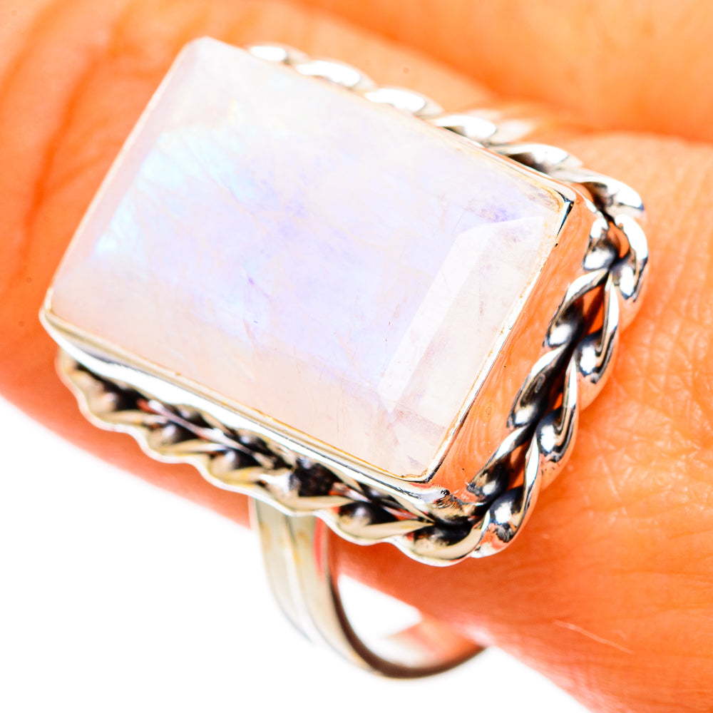 Rainbow Moonstone Rings handcrafted by Ana Silver Co - RING110006