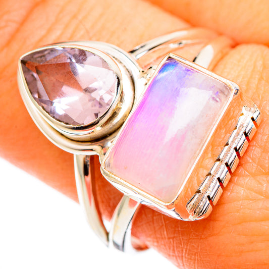Pink Moonstone Rings handcrafted by Ana Silver Co - RING110007