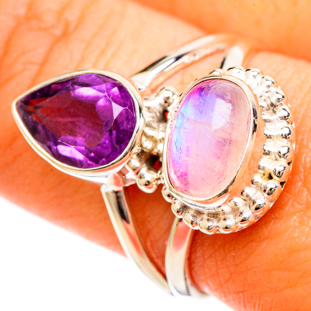 Pink Moonstone Rings handcrafted by Ana Silver Co - RING110010