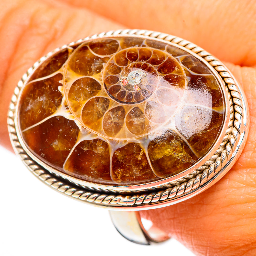 Ammonite Fossil Rings handcrafted by Ana Silver Co - RING110029