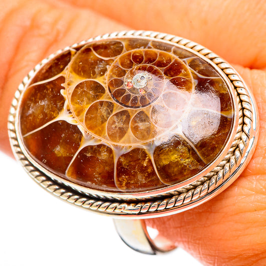Ammonite Fossil Rings handcrafted by Ana Silver Co - RING110029