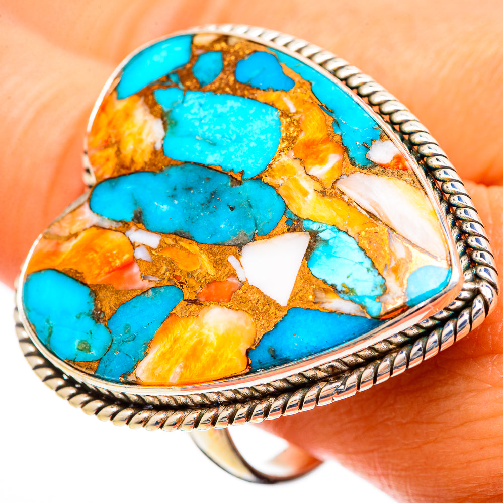 Spiny Oyster Turquoise Rings handcrafted by Ana Silver Co - RING110046