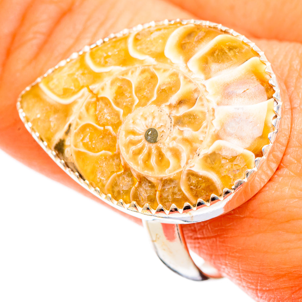 Ammonite Fossil Rings handcrafted by Ana Silver Co - RING110062