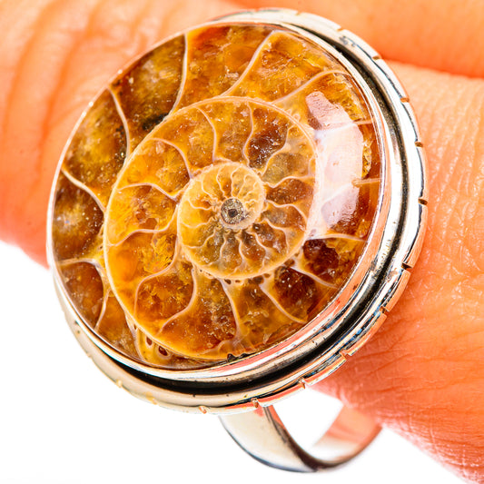 Ammonite Fossil Rings handcrafted by Ana Silver Co - RING110139