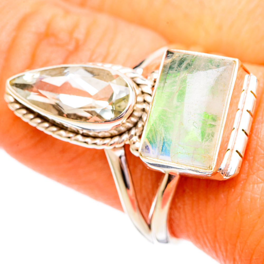 Green Moonstone Rings handcrafted by Ana Silver Co - RING110150