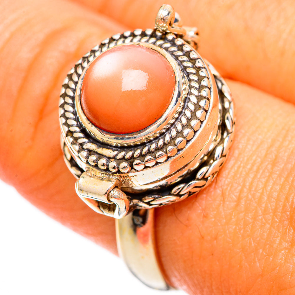 Peach Moonstone Rings handcrafted by Ana Silver Co - RING110156