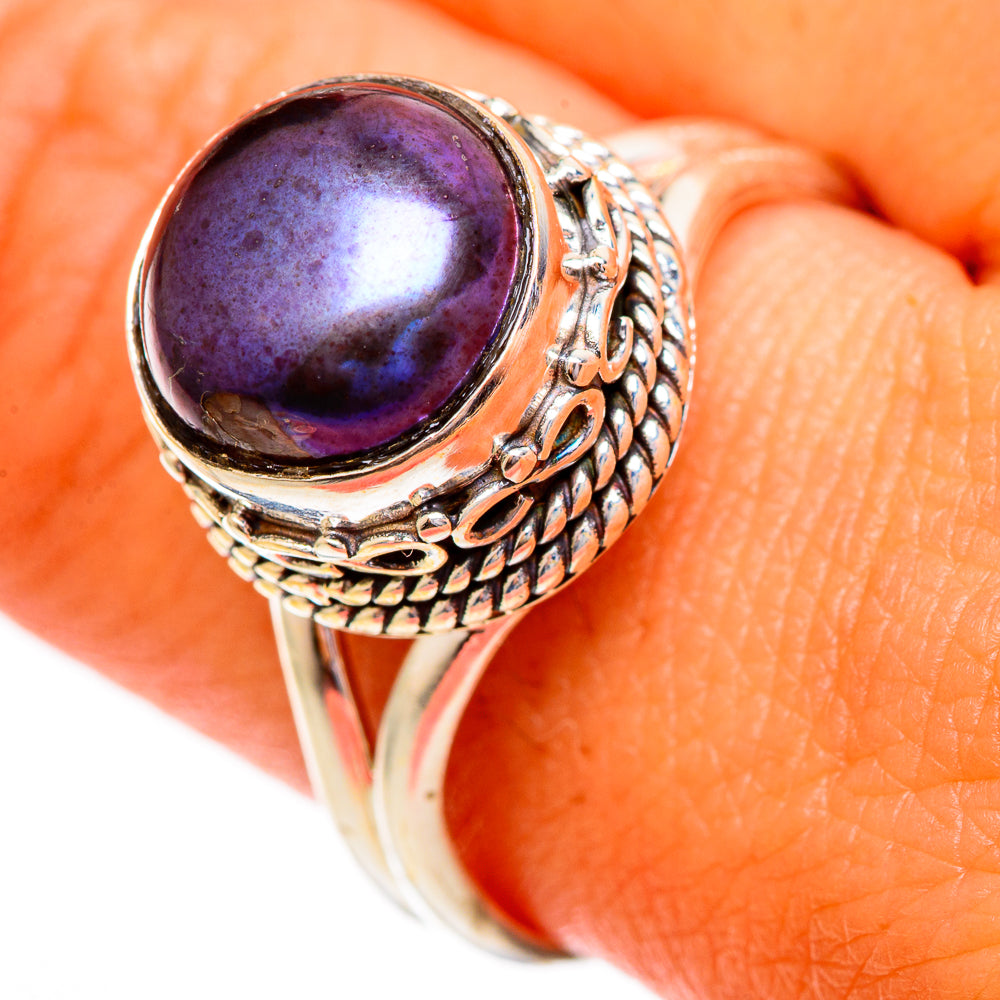 Titanium Pearl Rings handcrafted by Ana Silver Co - RING110161