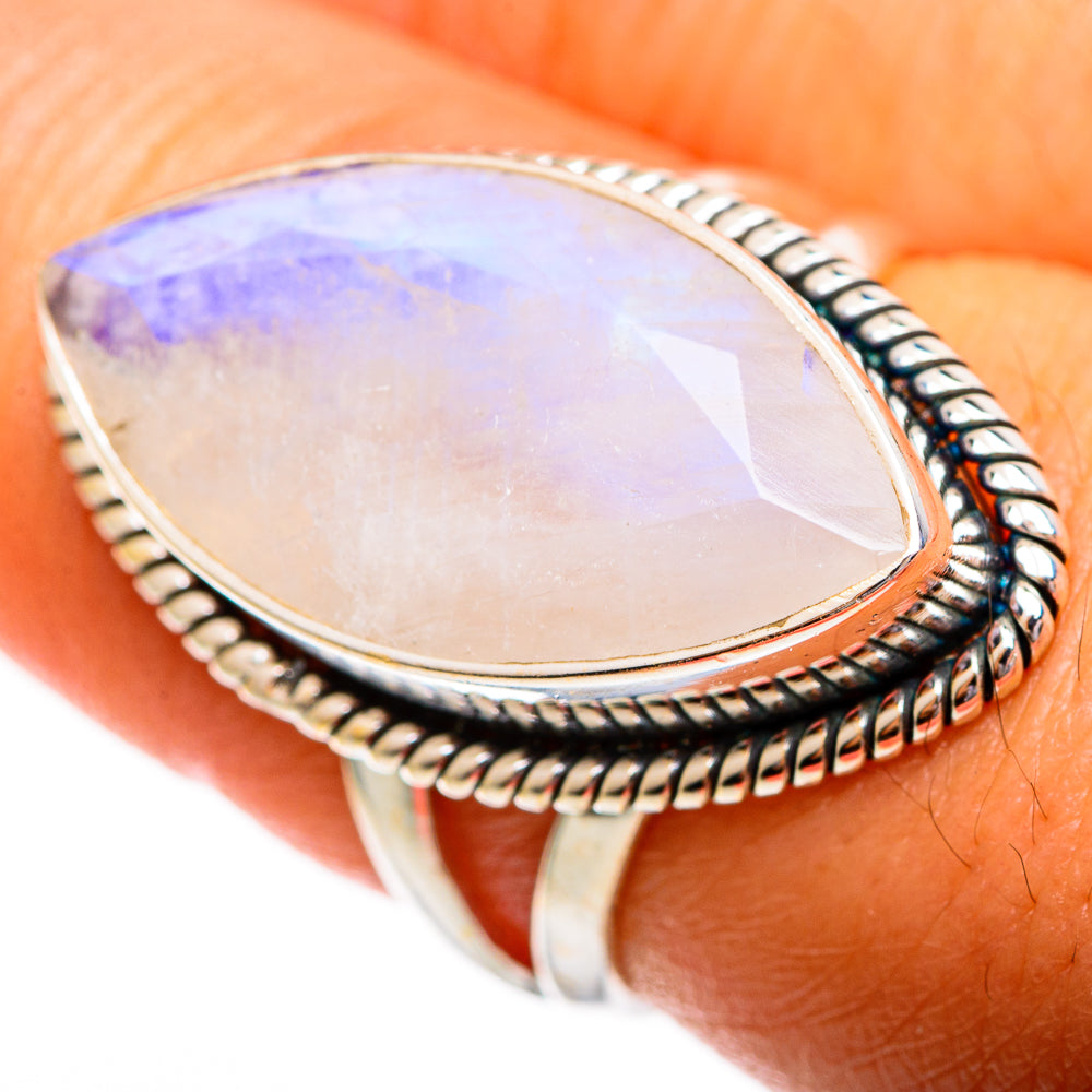 Rainbow Moonstone Rings handcrafted by Ana Silver Co - RING110171