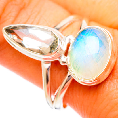 Rainbow Moonstone Rings handcrafted by Ana Silver Co - RING110182