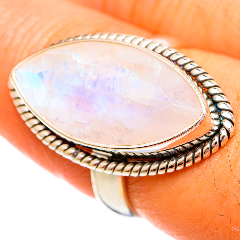 Rainbow Moonstone Rings handcrafted by Ana Silver Co - RING110196