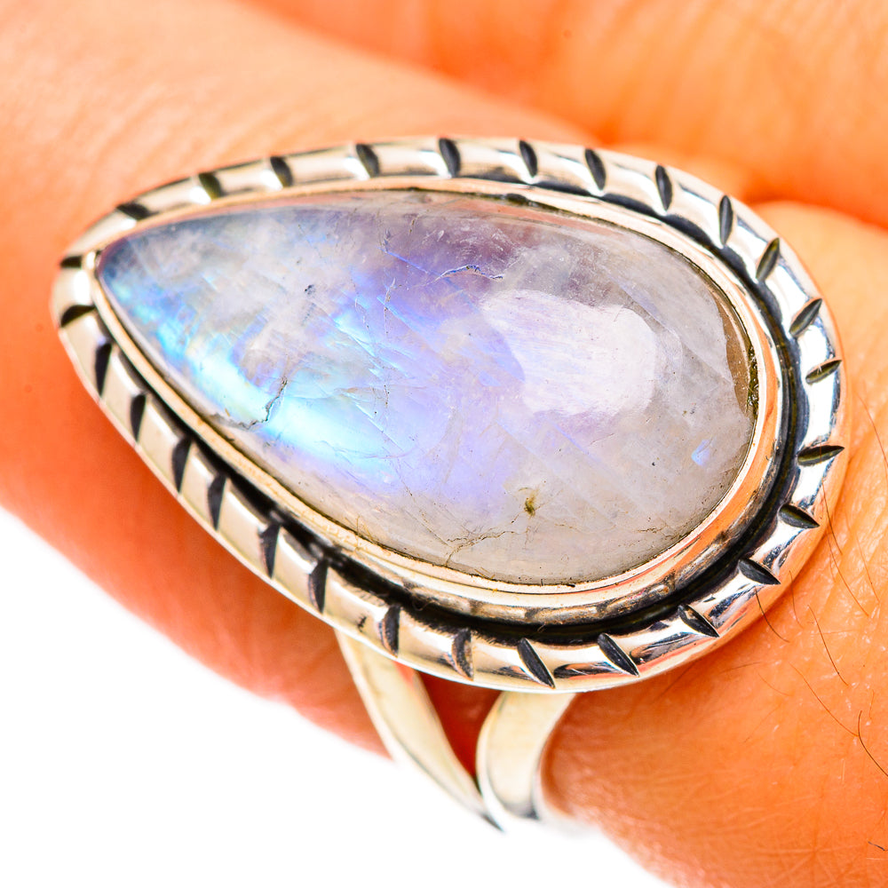 Rainbow Moonstone Rings handcrafted by Ana Silver Co - RING110197