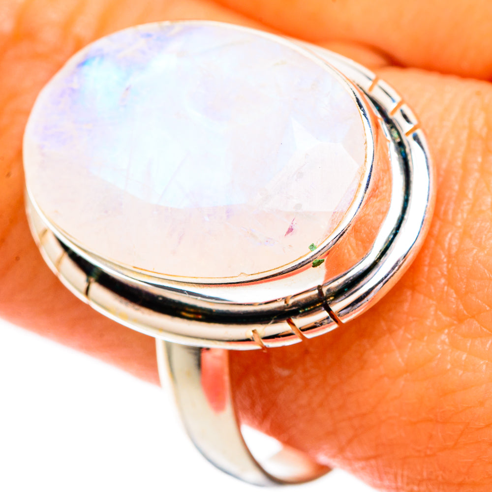 Rainbow Moonstone Rings handcrafted by Ana Silver Co - RING110198