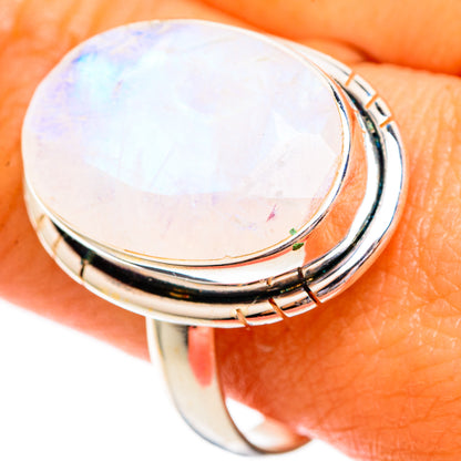 Rainbow Moonstone Rings handcrafted by Ana Silver Co - RING110198