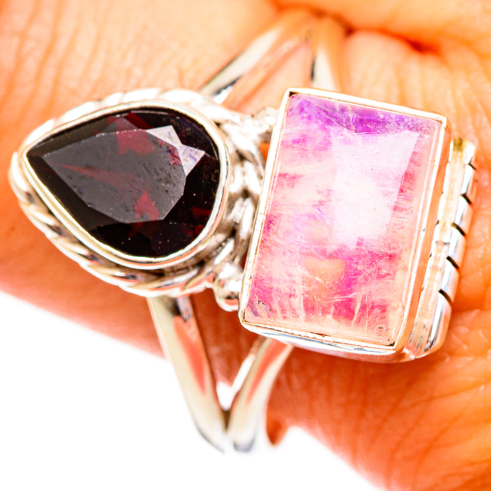 Pink Moonstone Rings handcrafted by Ana Silver Co - RING110201