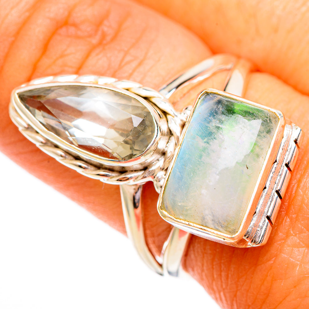 Rainbow Moonstone Rings handcrafted by Ana Silver Co - RING110211
