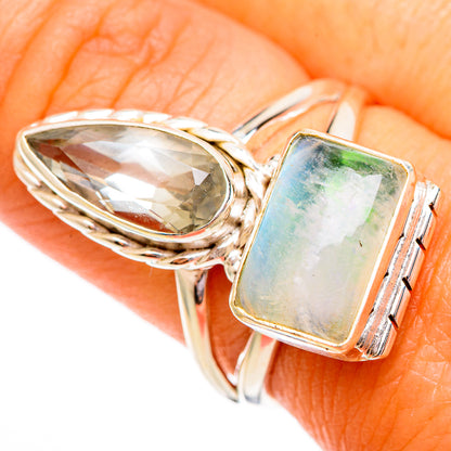 Rainbow Moonstone Rings handcrafted by Ana Silver Co - RING110211
