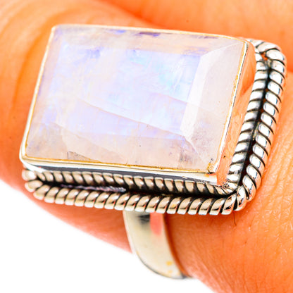 Rainbow Moonstone Rings handcrafted by Ana Silver Co - RING110225