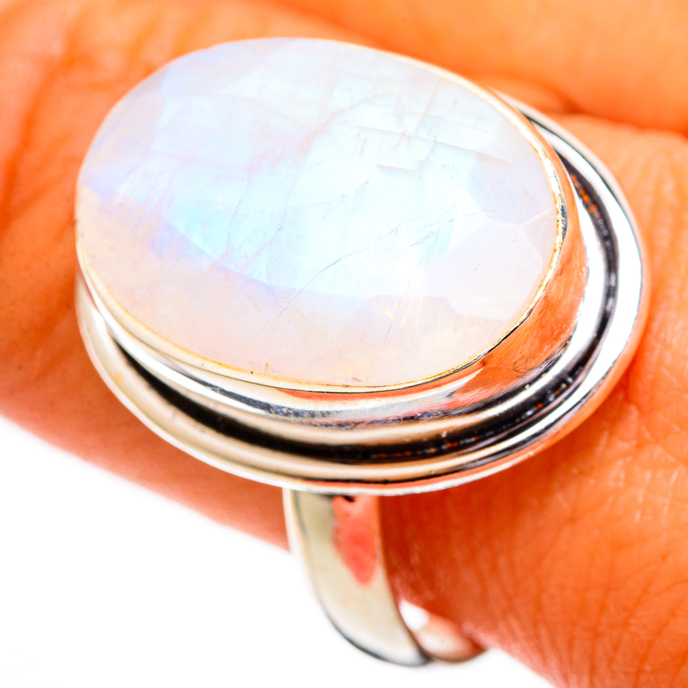 Rainbow Moonstone Rings handcrafted by Ana Silver Co - RING110227