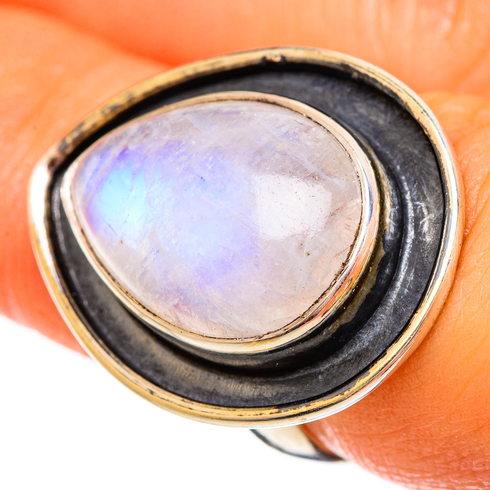 Rainbow Moonstone Rings handcrafted by Ana Silver Co - RING110228