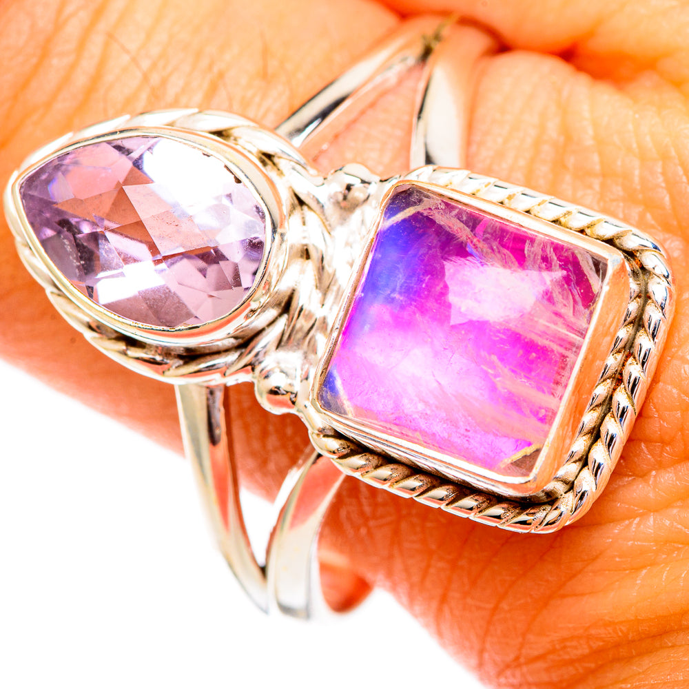Pink Moonstone Rings handcrafted by Ana Silver Co - RING110232