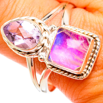 Pink Moonstone Rings handcrafted by Ana Silver Co - RING110232