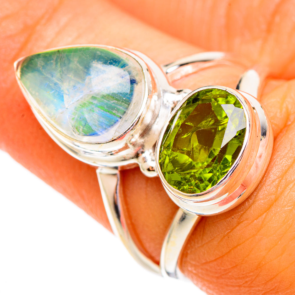 Green Moonstone Rings handcrafted by Ana Silver Co - RING110241