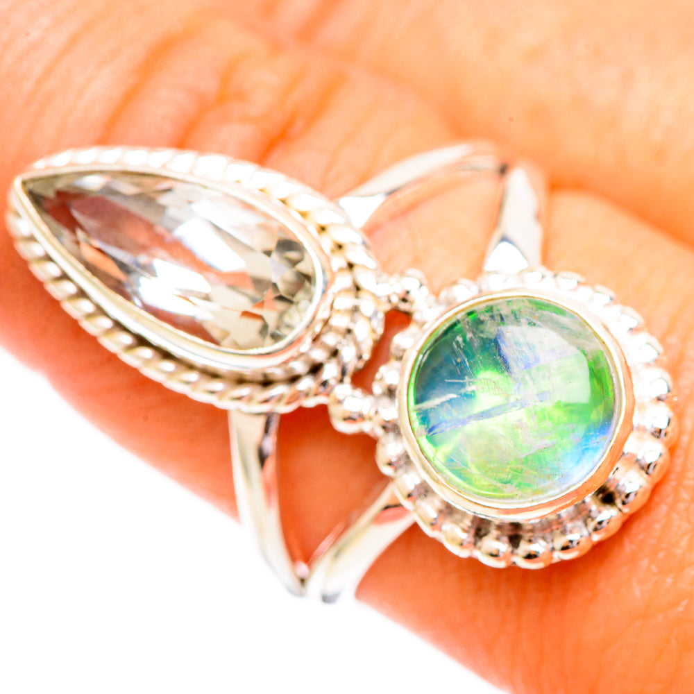 Green Moonstone Rings handcrafted by Ana Silver Co - RING110242