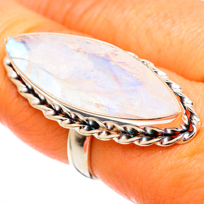 Rainbow Moonstone Rings handcrafted by Ana Silver Co - RING110290