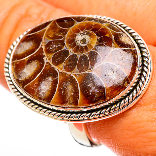 Ammonite Fossil Rings handcrafted by Ana Silver Co - RING110351