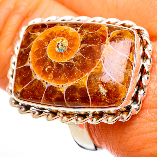 Ammonite Fossil Rings handcrafted by Ana Silver Co - RING110389