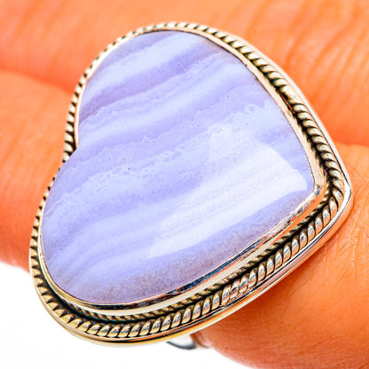 Blue Lace Agate Rings handcrafted by Ana Silver Co - RING110412
