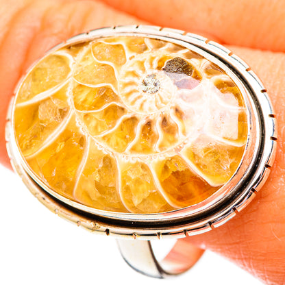 Ammonite Fossil Rings handcrafted by Ana Silver Co - RING110430