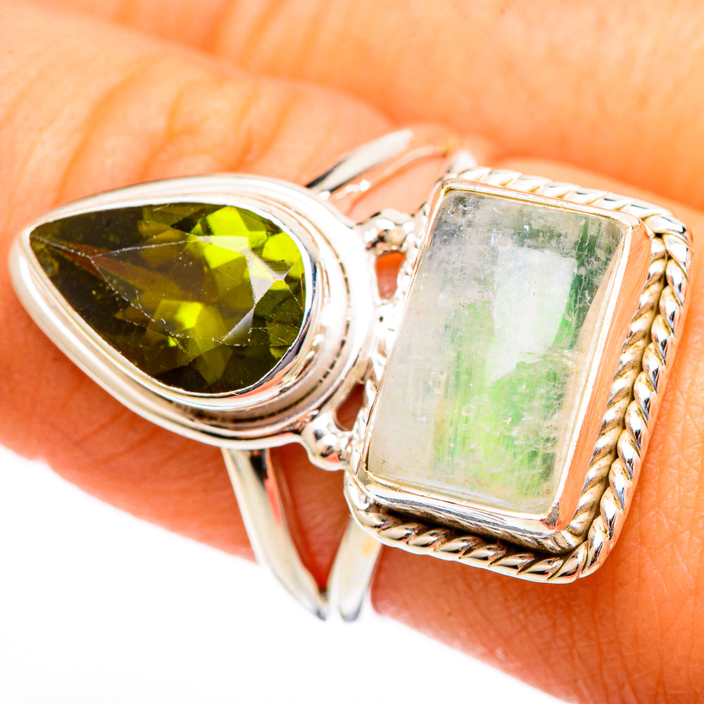 Green Moonstone Rings handcrafted by Ana Silver Co - RING110453