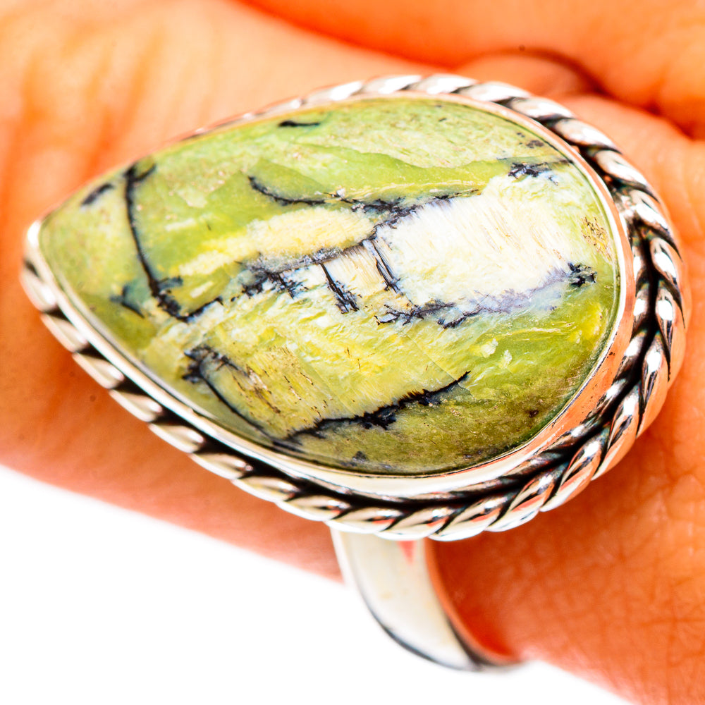African Green Opal Rings handcrafted by Ana Silver Co - RING110454