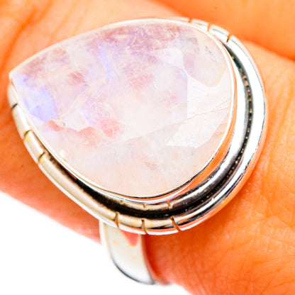 Rainbow Moonstone Rings handcrafted by Ana Silver Co - RING110468