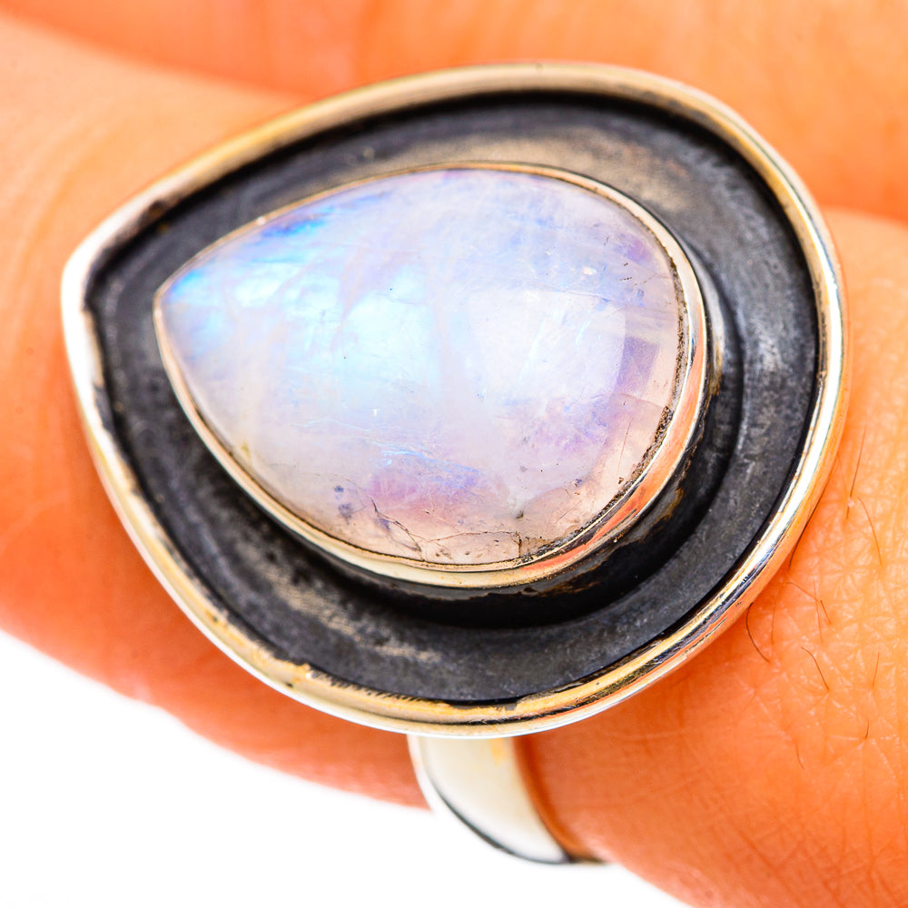 Rainbow Moonstone Rings handcrafted by Ana Silver Co - RING110469