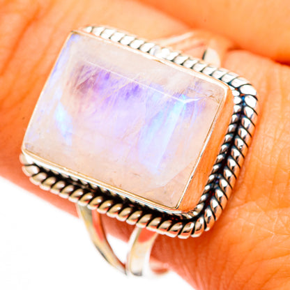 Rainbow Moonstone Rings handcrafted by Ana Silver Co - RING110470