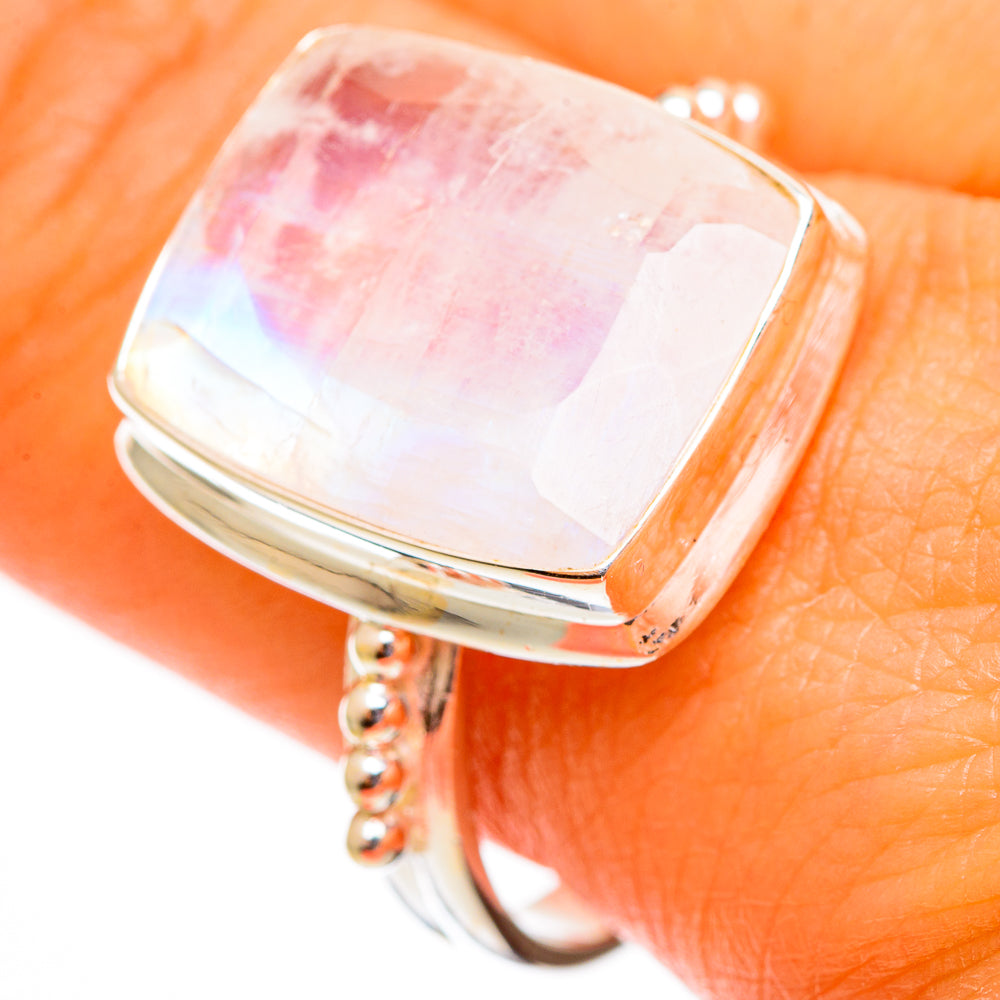 Rainbow Moonstone Rings handcrafted by Ana Silver Co - RING110472