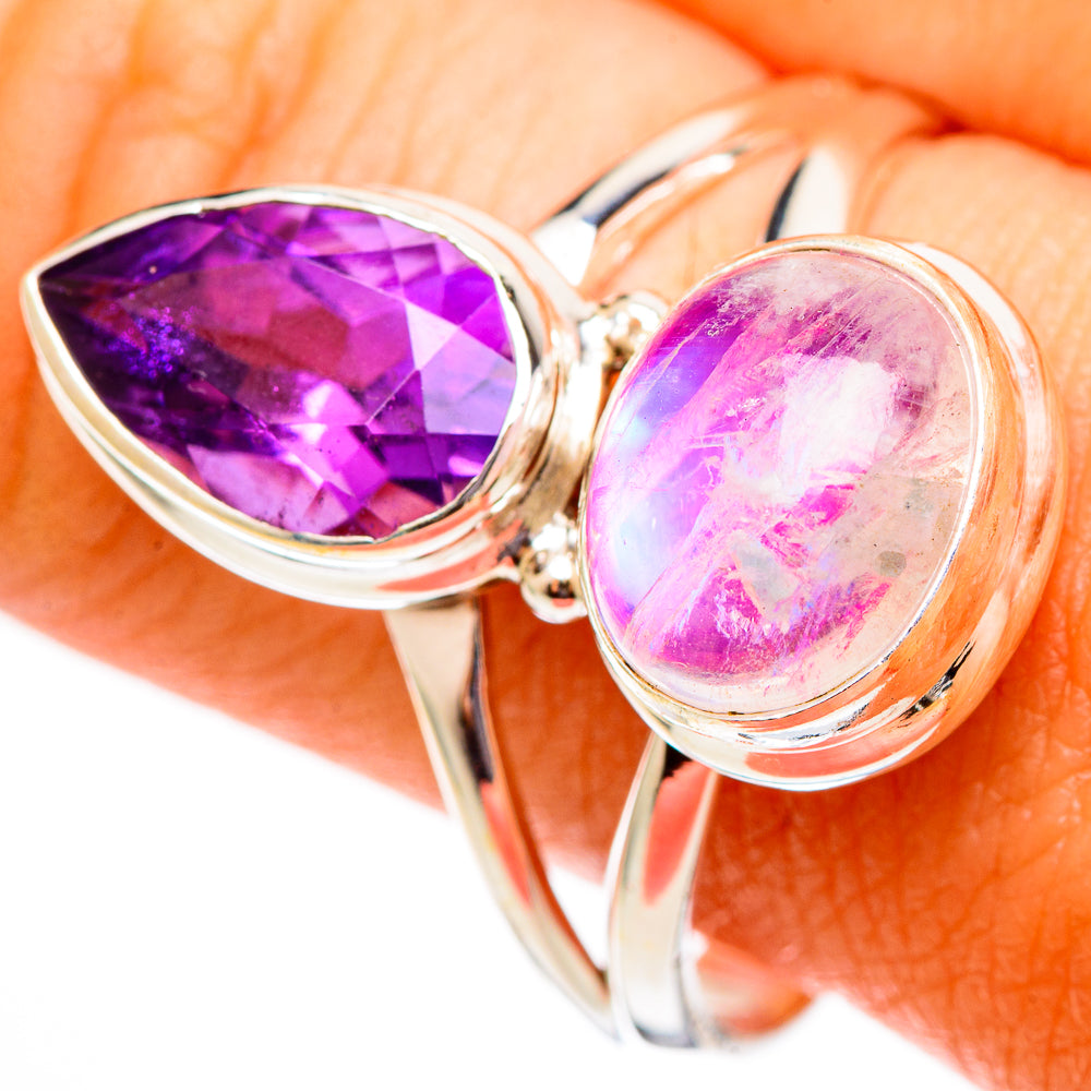 Pink Moonstone Rings handcrafted by Ana Silver Co - RING110473