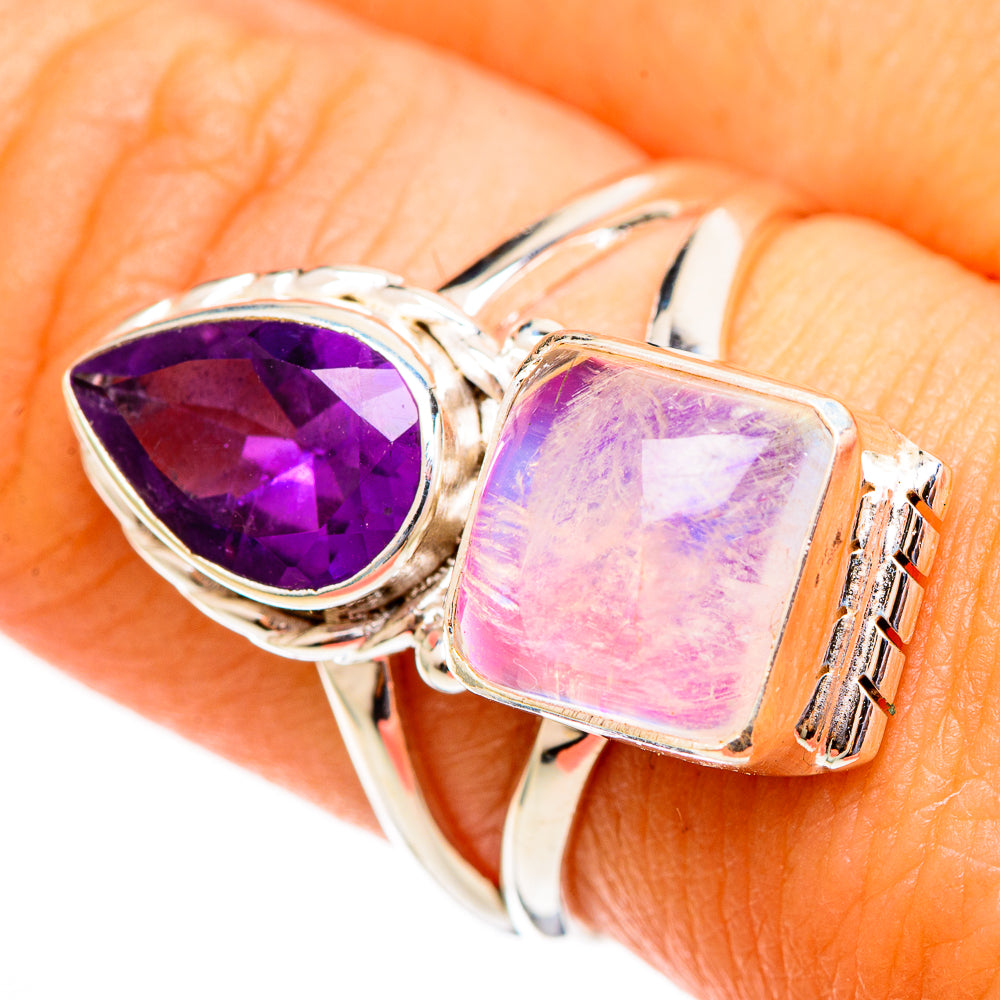Pink Moonstone Rings handcrafted by Ana Silver Co - RING110476