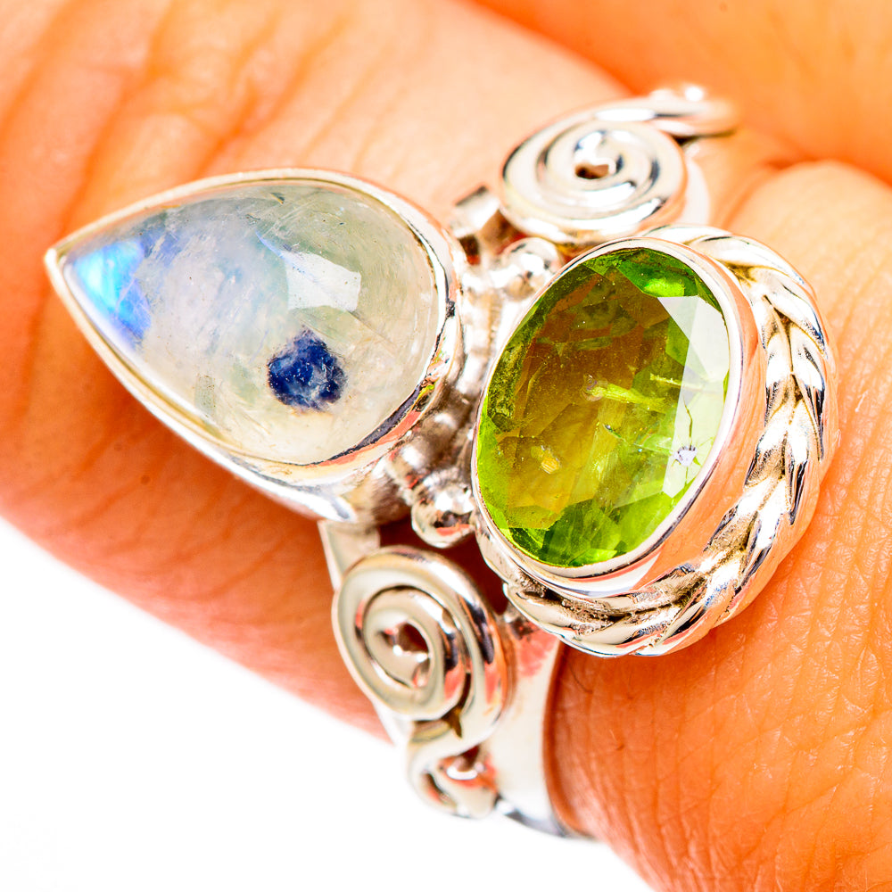 Rainbow Moonstone Rings handcrafted by Ana Silver Co - RING110483