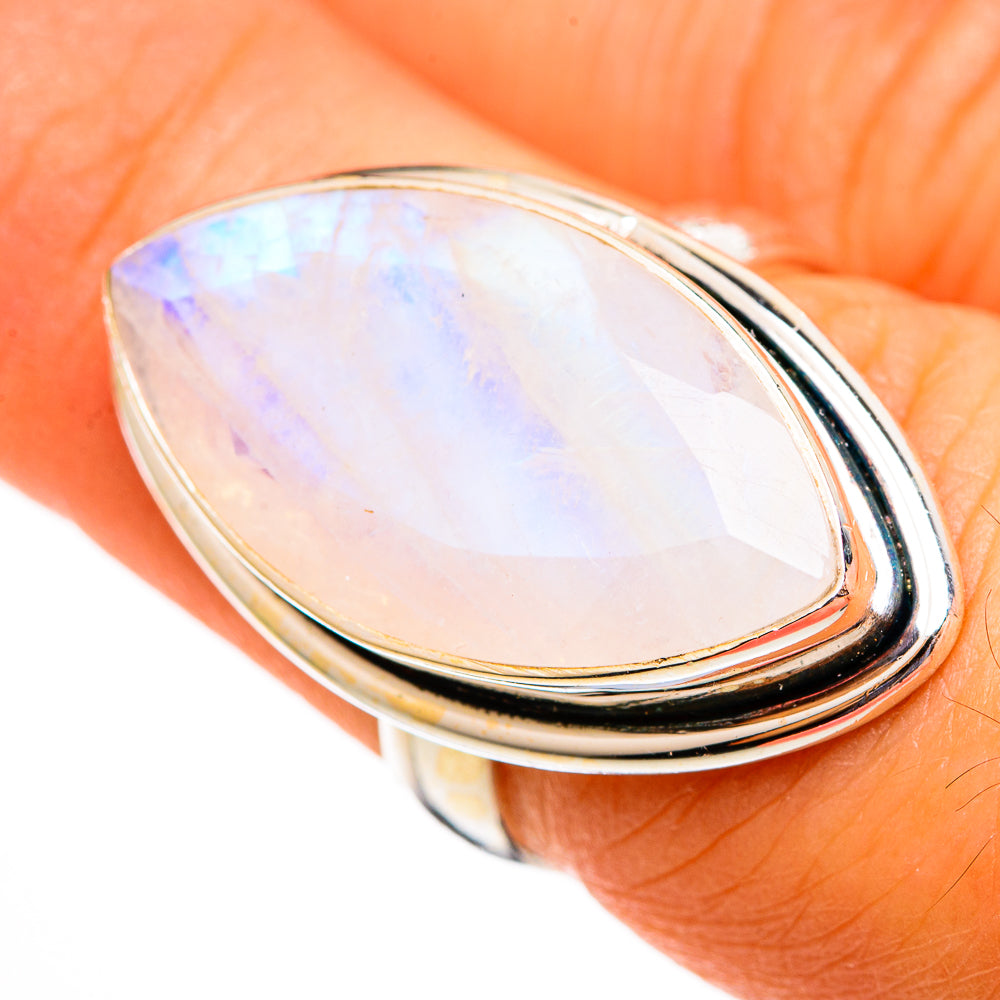 Rainbow Moonstone Rings handcrafted by Ana Silver Co - RING110499