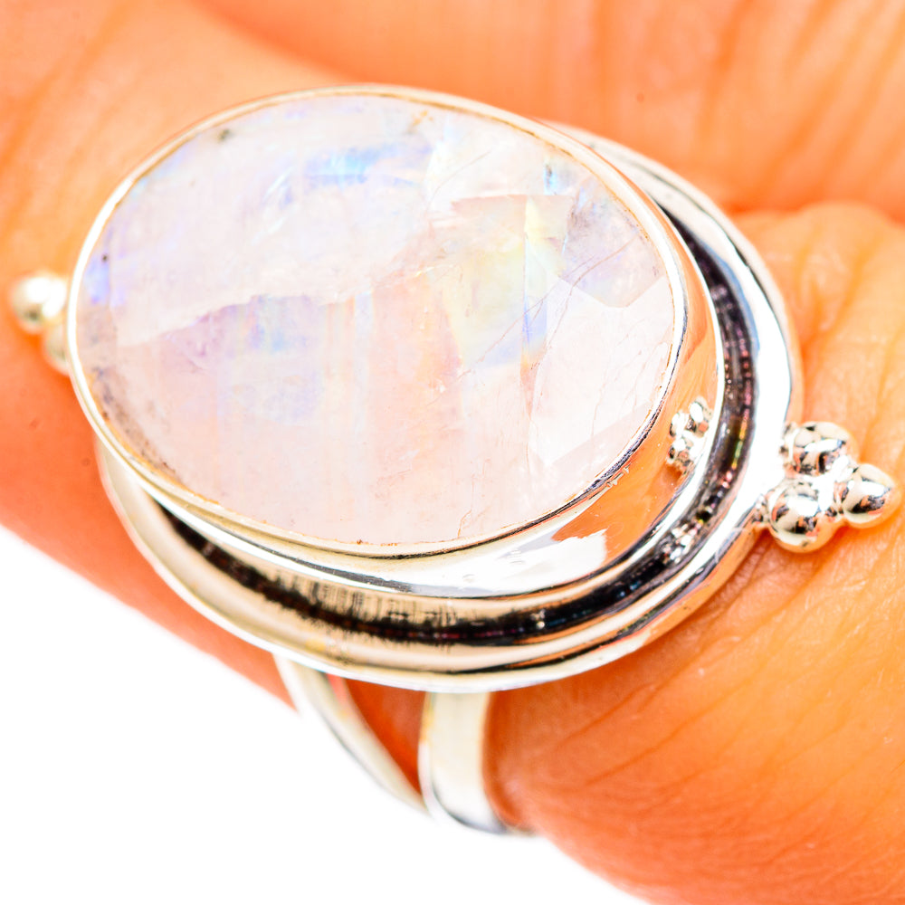 Rainbow Moonstone Rings handcrafted by Ana Silver Co - RING110501
