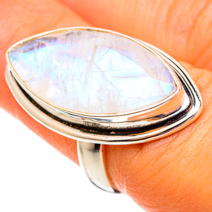 Rainbow Moonstone Rings handcrafted by Ana Silver Co - RING110526
