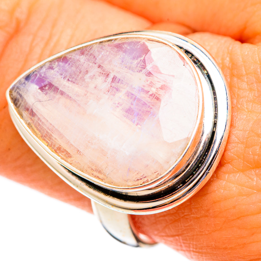 Rainbow Moonstone Rings handcrafted by Ana Silver Co - RING110528