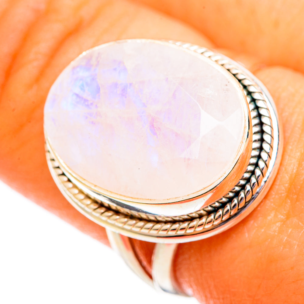 Rainbow Moonstone Rings handcrafted by Ana Silver Co - RING110529