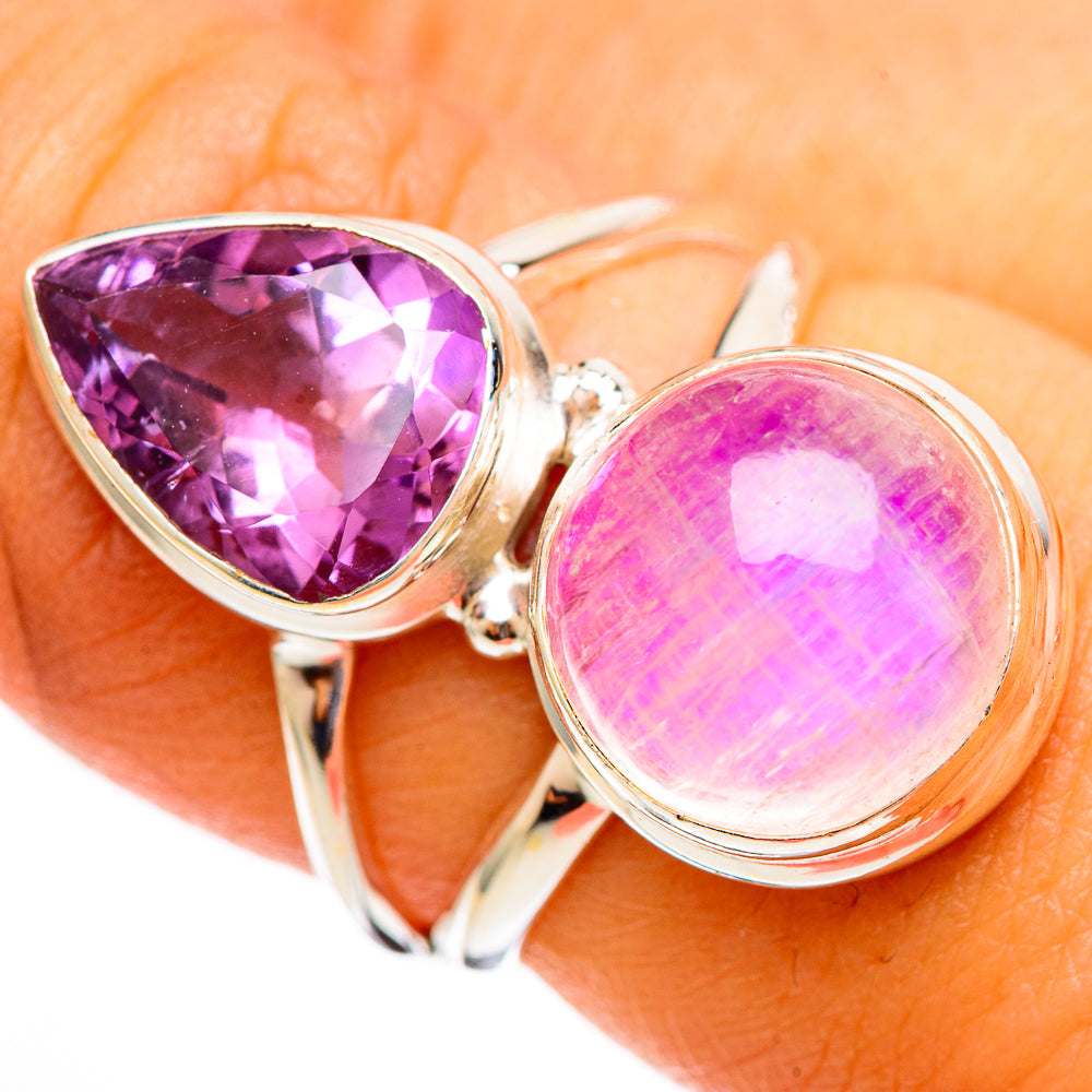 Pink Moonstone Rings handcrafted by Ana Silver Co - RING110533