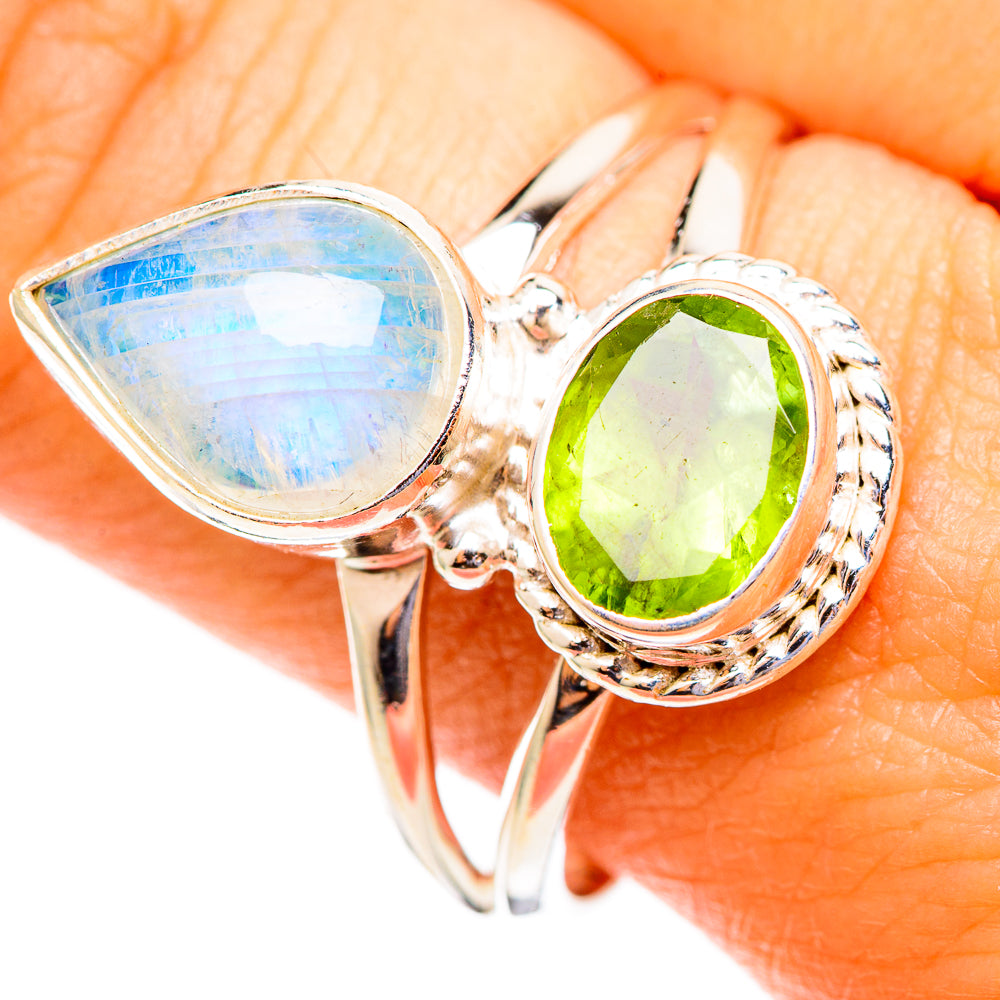 Rainbow Moonstone Rings handcrafted by Ana Silver Co - RING110538